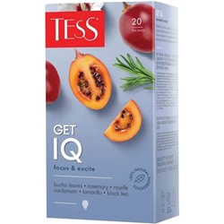Чай TESS Get IQ, черный/ кардамон, розмарин и гибискус, 20 шт. в конвертах, 1*1,5 г