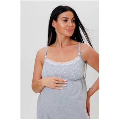 Женская ночная сорочка для беременных 1821 / Серый горох