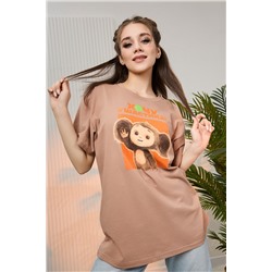Женская футболка 8374 Чебурашка Капучино