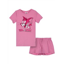 Комплект трикотажный для девочек: фуфайка (футболка), шорты - 2 комплекта в наборе