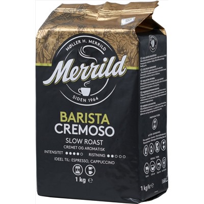 Merrild. Barista Cremoso (зерновой) 1 кг. мягкая упаковка