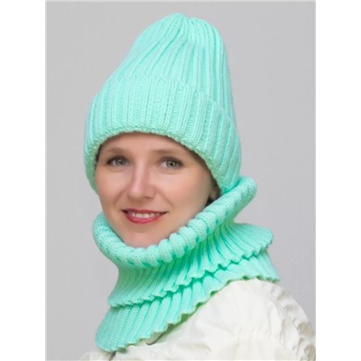 Комплект зимний женский шапка+снуд Кэмерон (Цвет мятный), размер 56-58, шерсть 30%