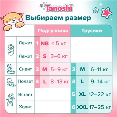 Трусики-подгузники для детей Tanoshi , размер XL 12-22 кг, 38 шт