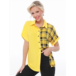 Рубашка желтая с контрастной вставкой