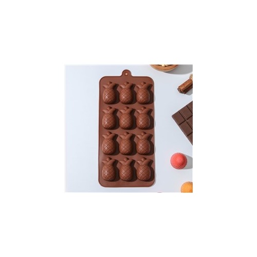 Форма для льда и шоколада «Ананас», 22,5×10,5, 12 ячеек, цвет коричневый