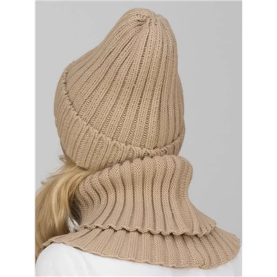 Комплект зимний женский шапка+снуд Кэмерон (Цвет латте), размер 56-58, шерсть 30%