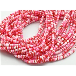 Бусины из каучука Африканские диски 4мм*0,4-1мм, цв.красно-розовый, 39см