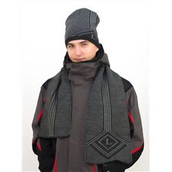 Комплект зимний мужской шапка+шарф Лекс (Цвет темно-серый), размер 54-56
