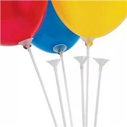 Палочка+зажим для воздушных шаров deVENTE, 100 шт., цв.: белый