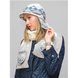Комплект зимний женский шапка+снуд Алсу (Цвет белый), размер 56-58, шерсть 80%