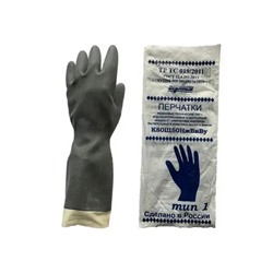 Перчатки резиновые Хим.защита Тип II К80Щ50онНжПмII №9 размер L / (желтый пакет)