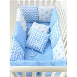 Набор бортиков для новорожденного (одеяло+12 подушек) / Голубой