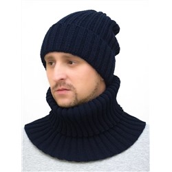 Комплект зимний мужской шапка+снуд Кэмерон (Цвет темно-синий), размер 56-58; 58-60, шерсть 30%