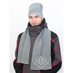 Комплект зимний мужской шапка+шарф Лекс (Цвет светло-серый), размер 54-56
