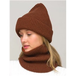 Комплект зимний женский шапка+снуд Monro (Цвет терракот), размер 56-58, шерсть 70%