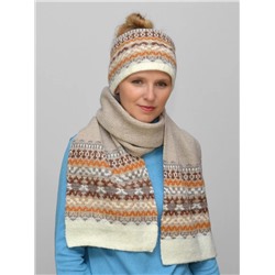 Комплект зимний женский повязка+шарф Солита (Цвет светло-бежевый), размер 56-58, шерсть 50%, мохер 30%