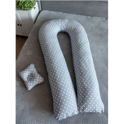 Подушка для беременных "Подкова" + подушка для младенцев / Звездочки серые