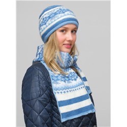 Комплект зимний женский шапка+шарф Альбина (Цвет молочный), размер 56-58, шерсть 50%, мохер 30%