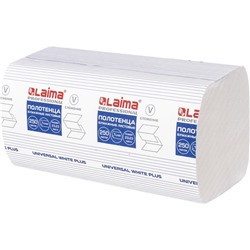 Полотенца бумажные LAIMA Universal White plus, V-сложение, 250 лист, 1-сл., 230*230 мм,15 шт.