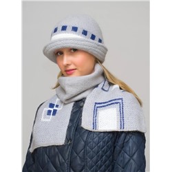 Комплект зимний женский шляпа+шарф Ариель (Цвет светло-синий), размер 56-58, шерсть 70%