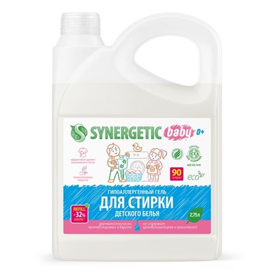Жидкое средство для стирки Synergetic, гель, для детского белья, 2.75 л
