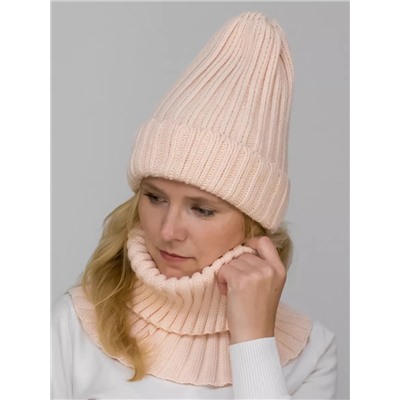 Комплект зимний женский шапка+снуд Кэмерон (Цвет бледный персик), размер 56-58, шерсть 30%