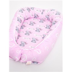 Кокон-гнездышко для новорожденного "Мишка с бантиком" / Розовый