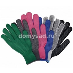 Перчатки нейлоновые с ПВХ точка Корея, цветные 6 цветов, микроточка (6 шт