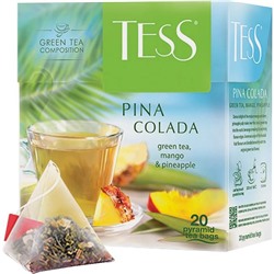 Чай TESS (Тесс) "Pina Colada", зеленый с ароматом тропических фруктов, 20 пирамидок по 1,8г
