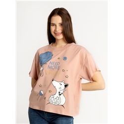 Женская футболка "Oversize" арт. к1242пд / Пудровый