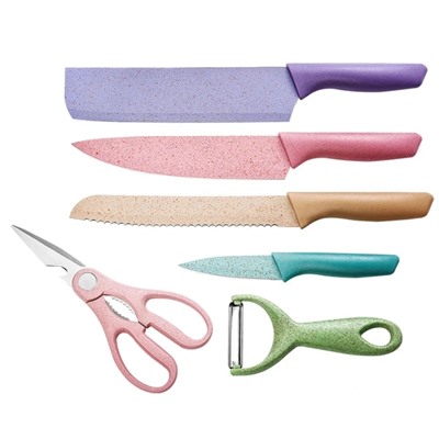Набор из 5 цветных ножей и ножницы